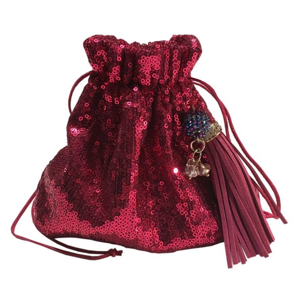 Sequin Pouch Bag with Matching Tassel - Picture 1 of 4
